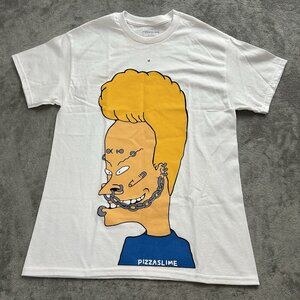 PizzaSlime Shirt Mens Medium White BeavisSlime Logo Short Sleeve Tee Cotton